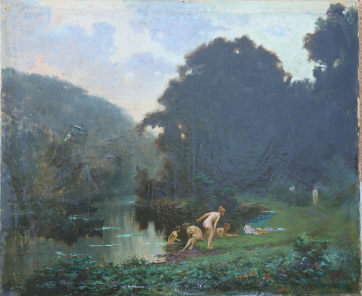 Alfred Plauzeau : "bathers Scared By A Hermit"-photo-4