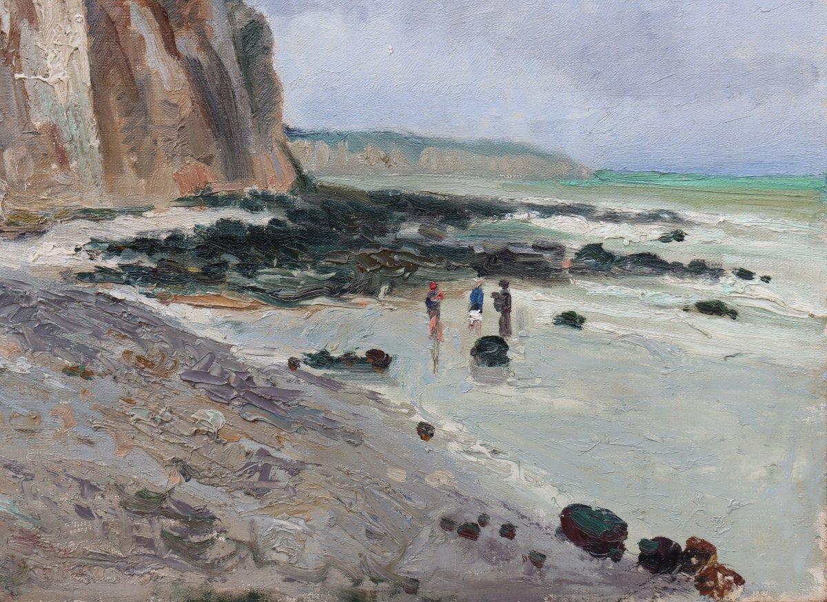 FERNAND ANDREY-PREVOST : "DIEPPE, LES FALAISES ET ROCHES NOIRES"-photo-4