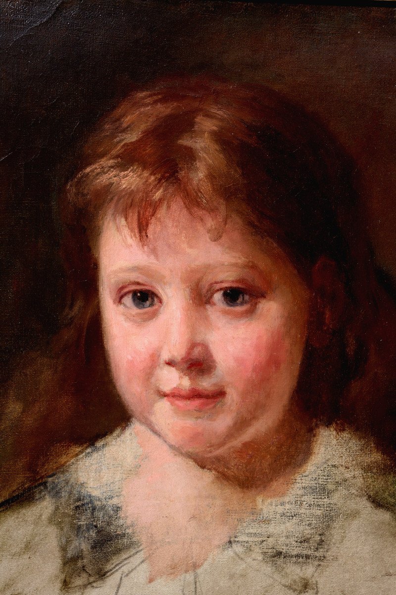 French School Circa 1820 : "corrected Portrait Of A Young Boy"-photo-3