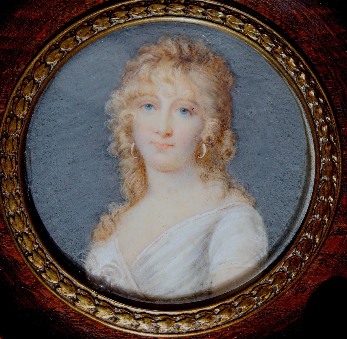 French School Circa 1810 : Miniature "blonde Young Woman"