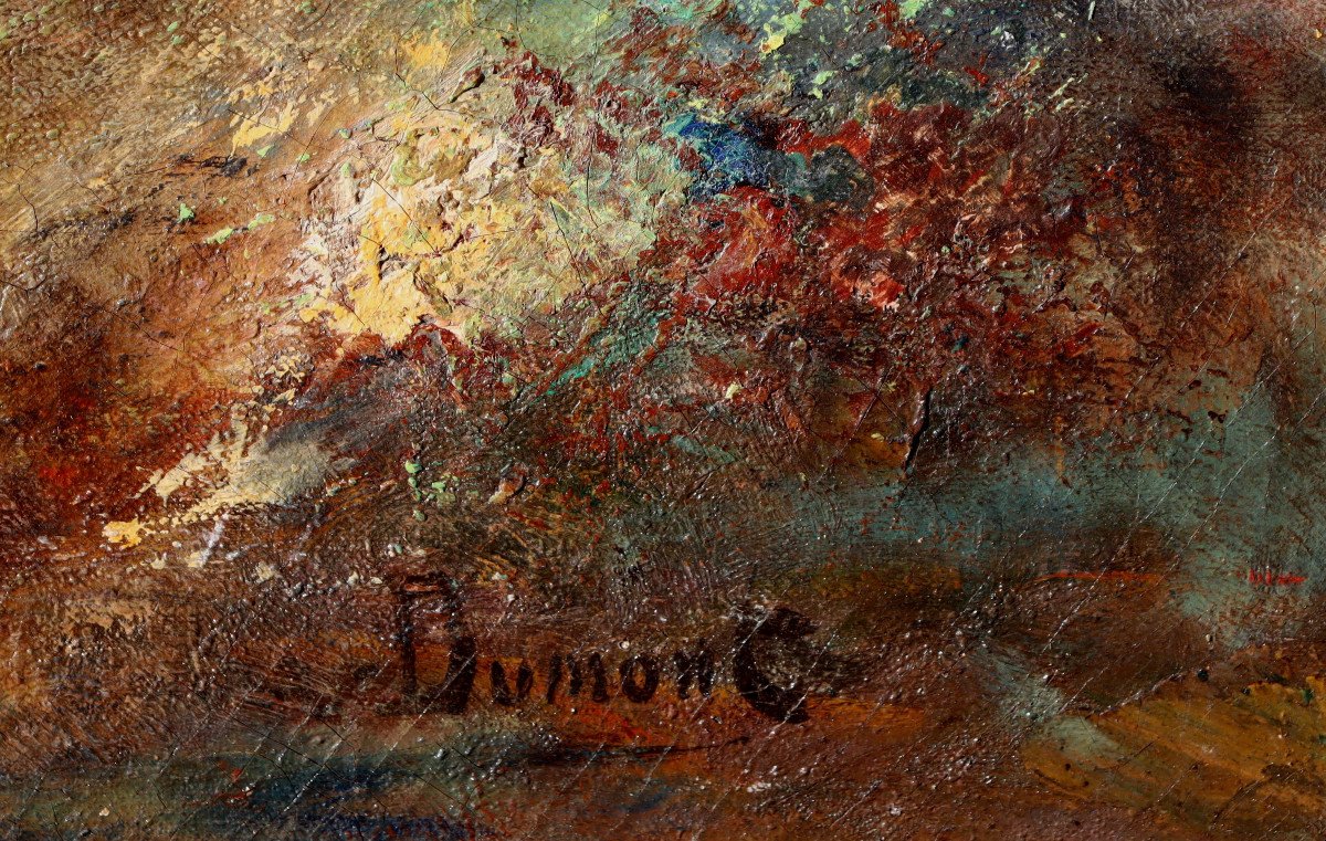 Elie Henri Dumont : "edge Of A Pond In The Landes"-photo-4
