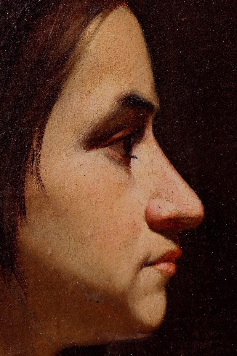TABLEAU XIXe : "JEUNE BERGER ITALIEN"-photo-3