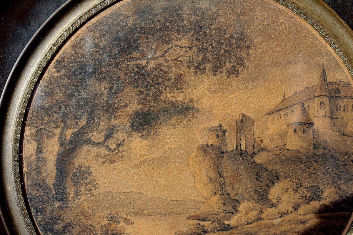Neo-classical French School End Of The 18th Century : "animated Landscape"-photo-4