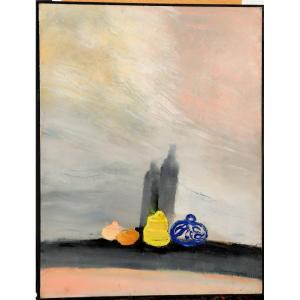 ROBERT L'HOSTIS : GRANDE NATURE MORTE "LE POT JAUNE"