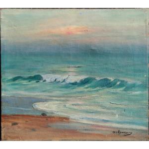 Charles-jean Aguerregaray : “basque Wave At Sunset”