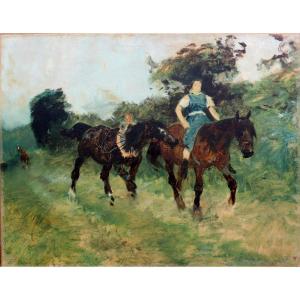Rene Princeteau : "the Return From The Fields"