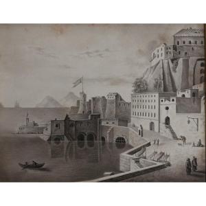 ECOLE FRANCAISE 1815 : « PORT DE NAPLES »