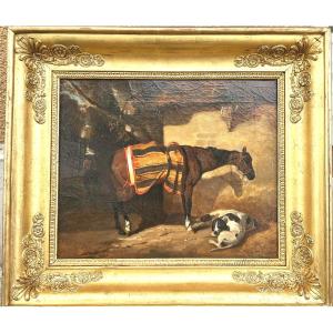 A. G. Decamps (attributed To) : "horse And Dogs At Rest"
