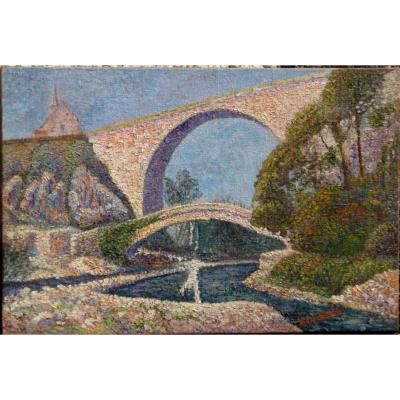 PAYSAGE POINTILLISTE : DEUX PONTS DE PIERRE-PERTHUIS