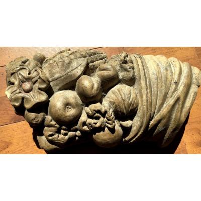 "fragment Of Guirlande In Terracotta"