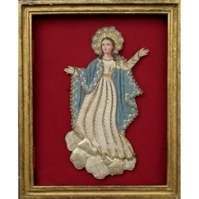 "ASSOMPTION DE LA VIERGE" : PEINTURE XIXe HABILLEE