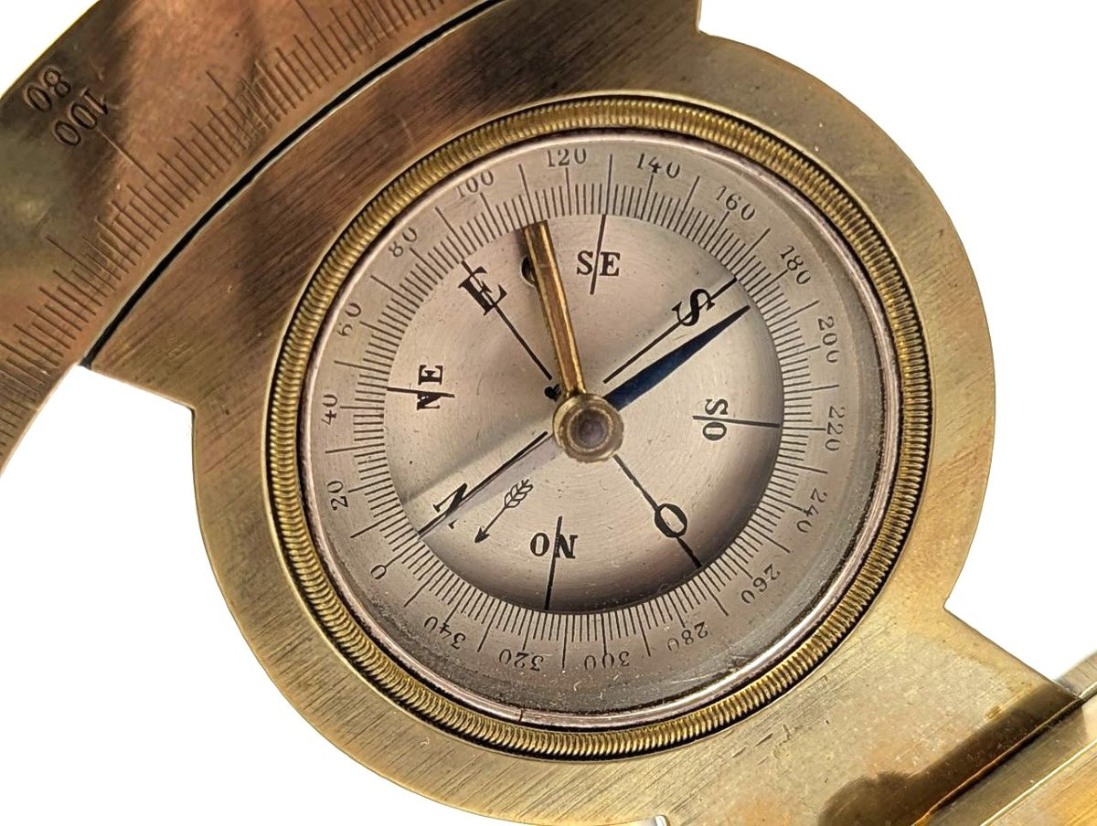 Pinnacle Graphometer & Compass Or Surveyor's Semicircle-photo-1