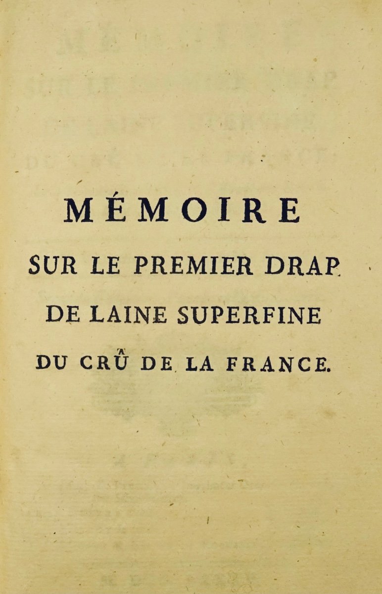 DAUBENTON - Mémoire sur le premier drap de laine superfine du crû de la France. 1785.-photo-4