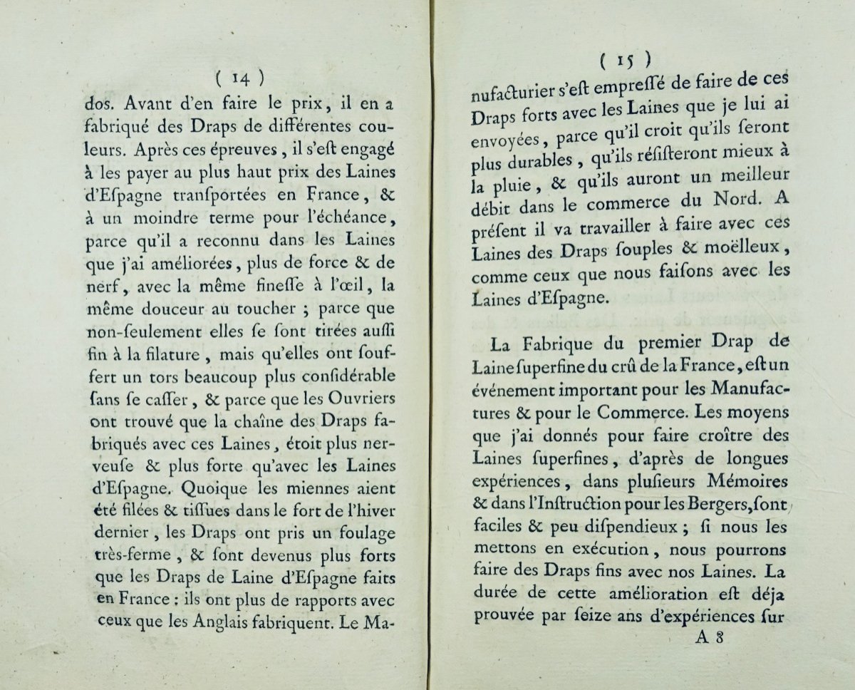 DAUBENTON - Mémoire sur le premier drap de laine superfine du crû de la France. 1785.-photo-6