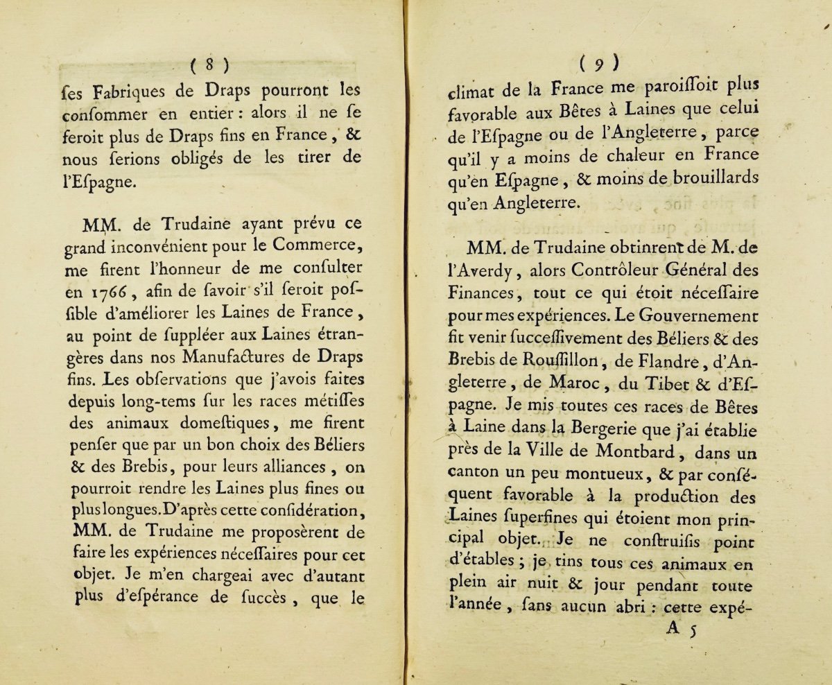 DAUBENTON - Mémoire sur le premier drap de laine superfine du crû de la France. 1785.-photo-8