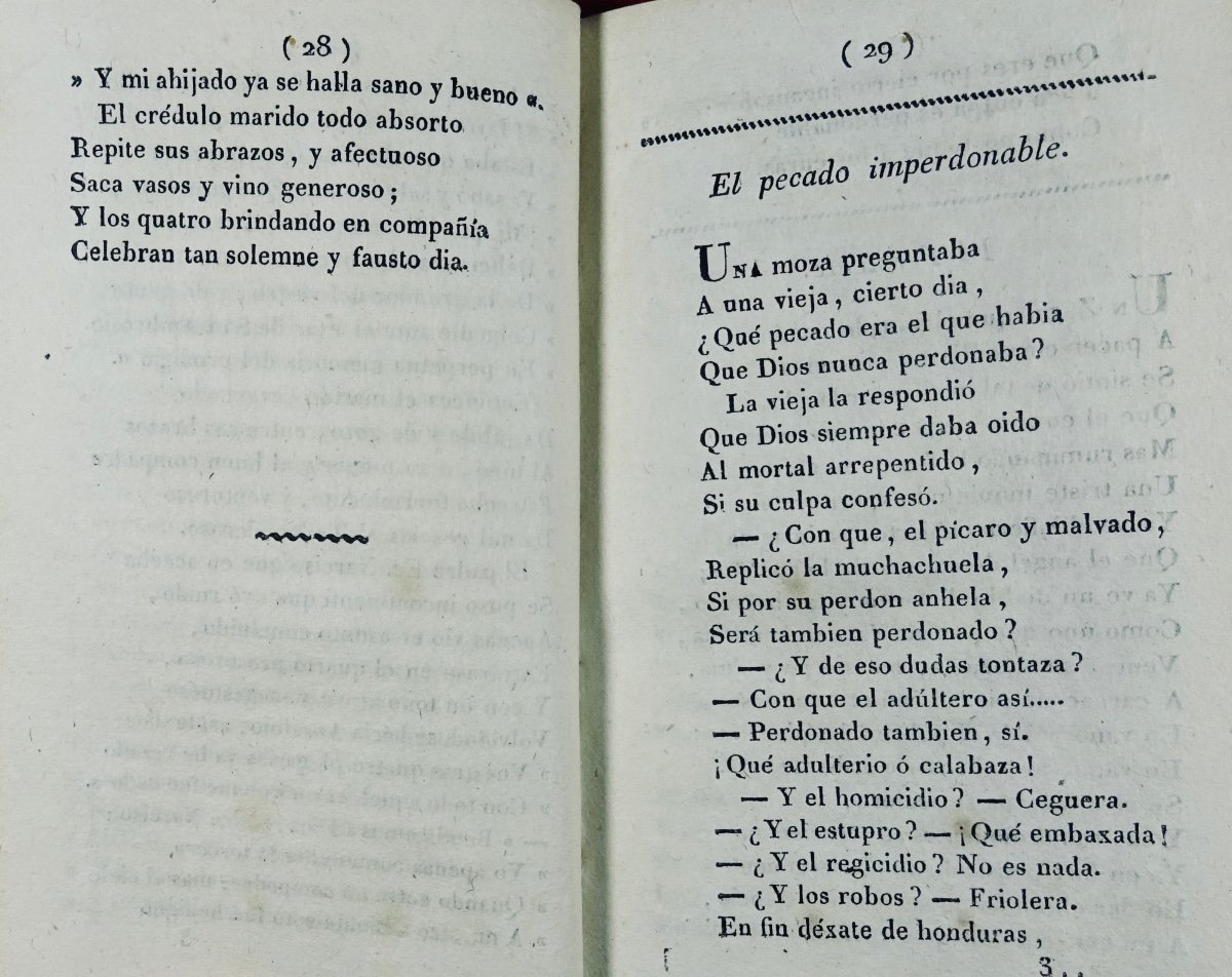 Hermenegildo De Las Torres (don Tomas) - Cuentos On Verso Castellano. Madrid, Se, 1821.-photo-2