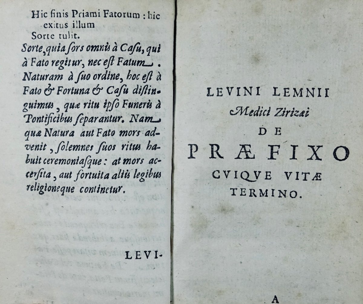 LEMNIUS (Levinus) - De termino vitae. Amsterdam, Davidis Lopes de Haro, 1638.-photo-1