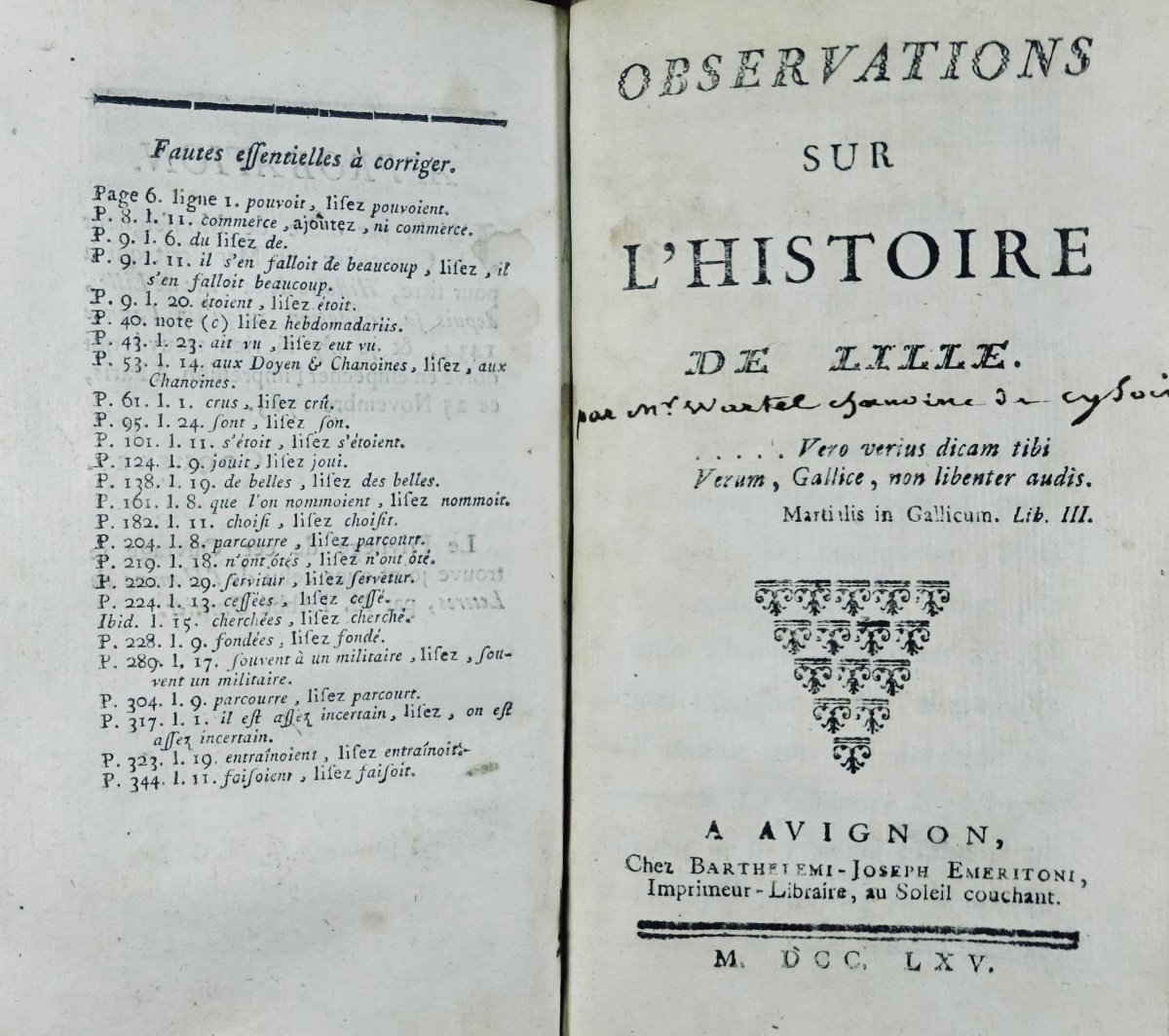 [mcdspdl & Arras Literary Society] - History Of The City Of Lille. 1764.-photo-2