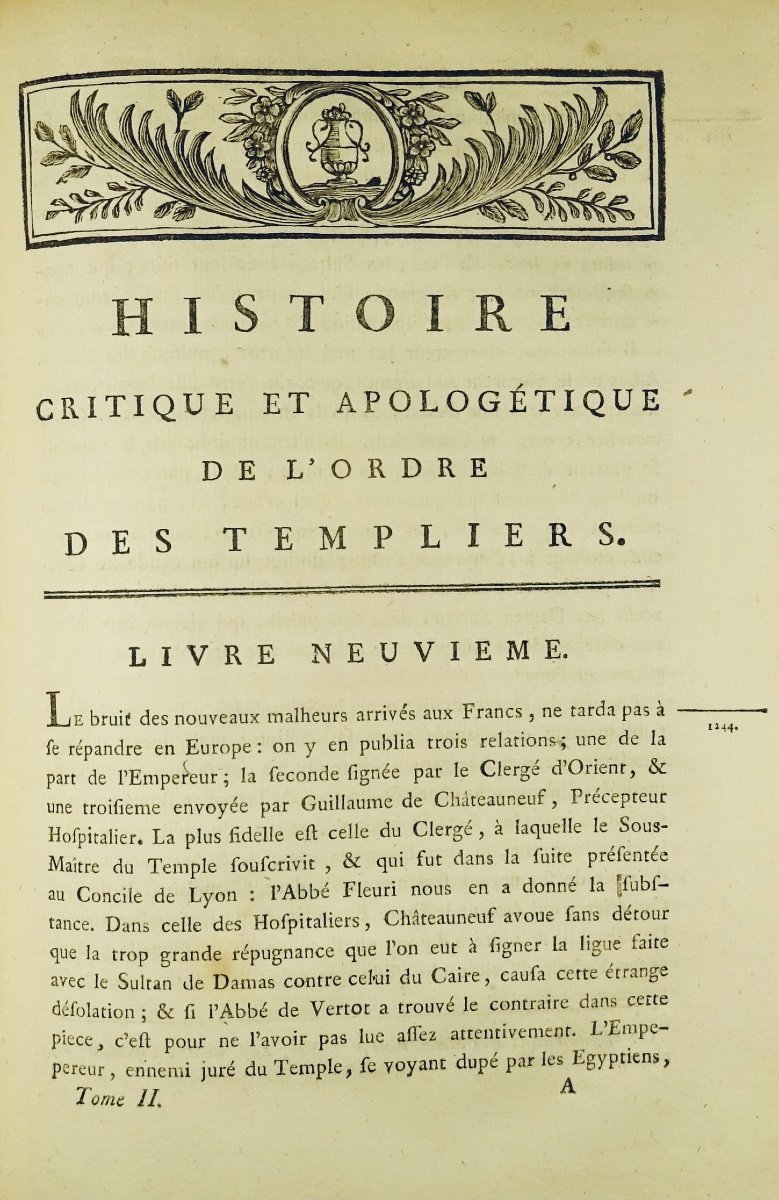 Mansuet - Critical And Apologetic History Of The Order Of The Knights Of The Temple. Guillot, 1789.-photo-5