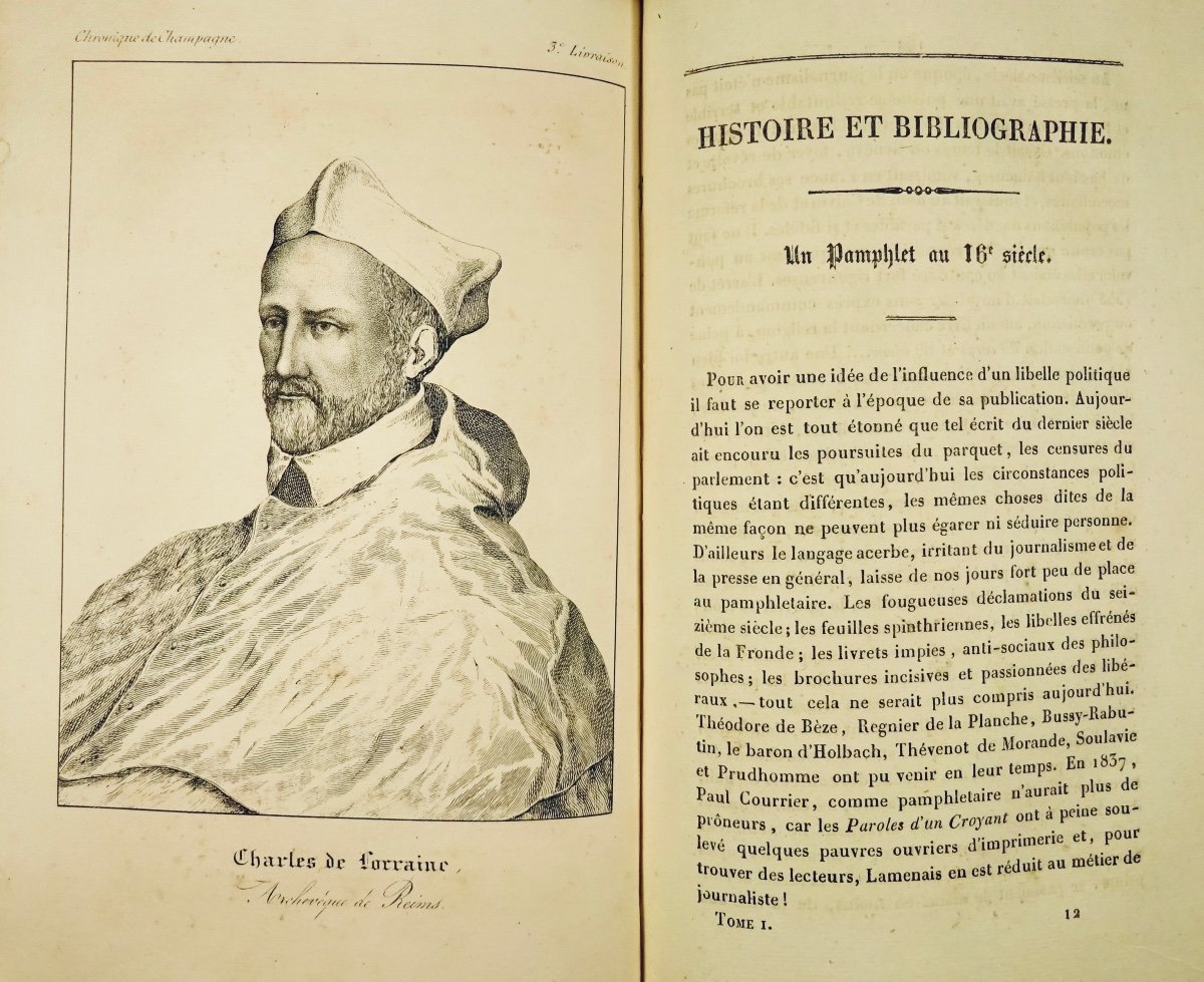 Under The Direction Of Fleury And Paris - The Chronicle Of Champagne. Reims, Techener, 1837.-photo-4