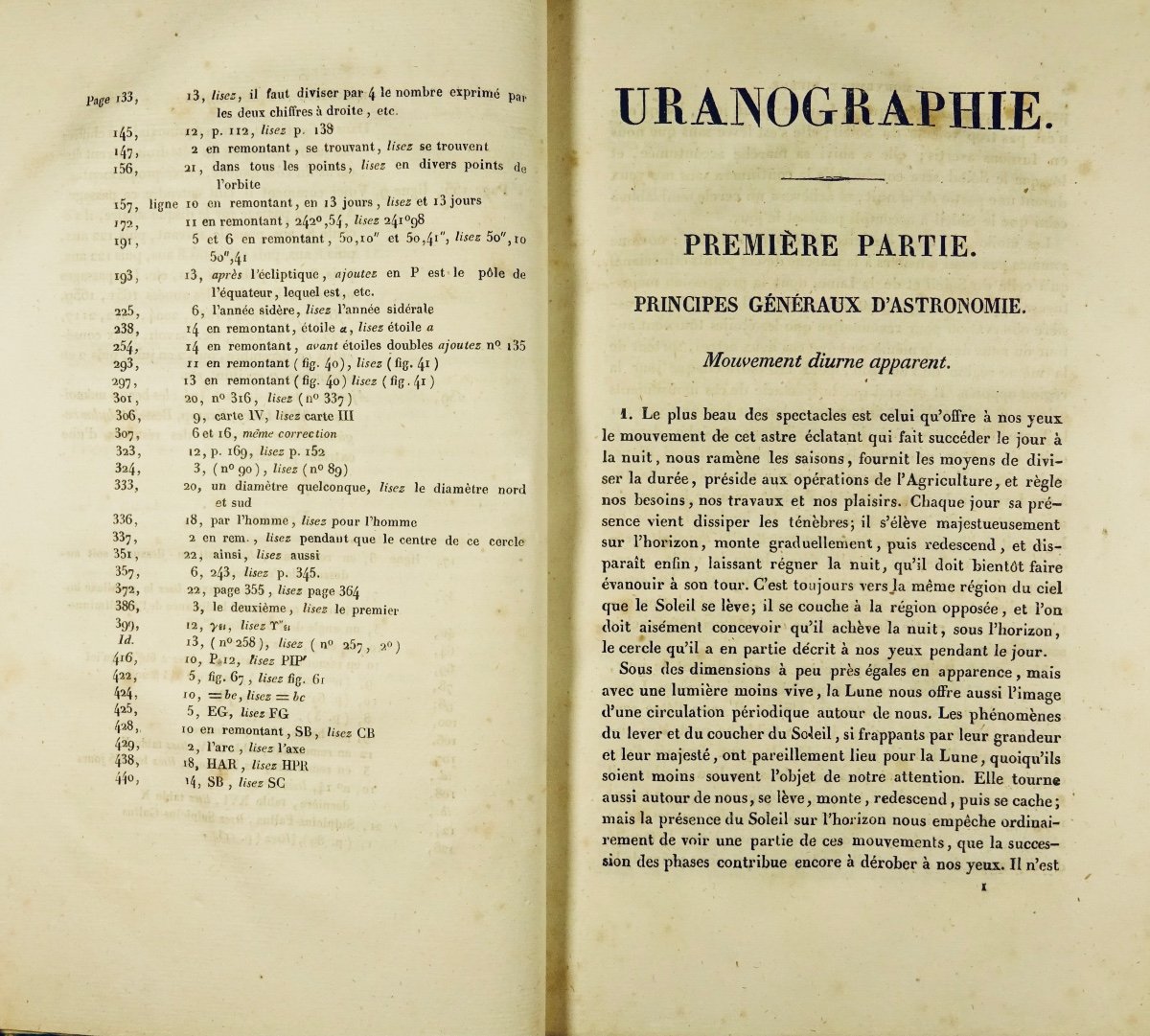 FRANCOEUR (L.-B.) - Uranographie ou traité élémentaire d'astronomie. Bachelier, 1837.-photo-1