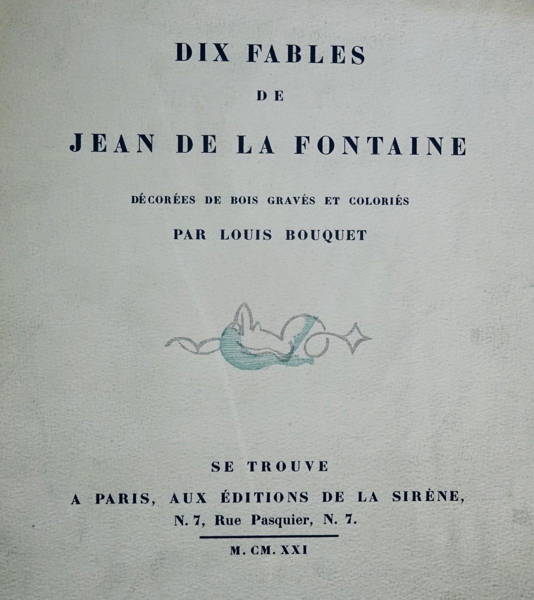 LA FONTAINE - Dix fables de Jean de la Fontaine. La Sirène, 1921. Illustré par Louis BOUQUET.-photo-4
