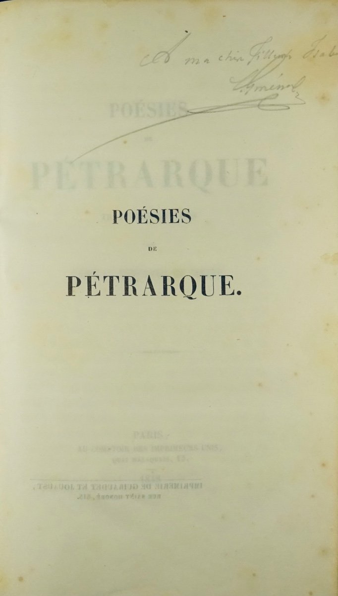 ESMÉNARD DU MAZET (Camille) - Poésies de Pétrarque. 1848, relié d'époque.-photo-2