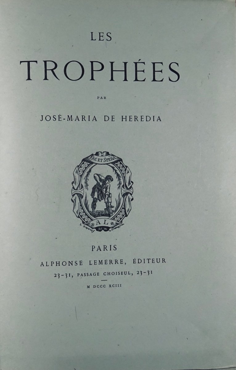 HÉRÉDIA (José-Maria) - Les trophées. Paris, Alphonse Lemerre, 1893. Édition originale.-photo-3