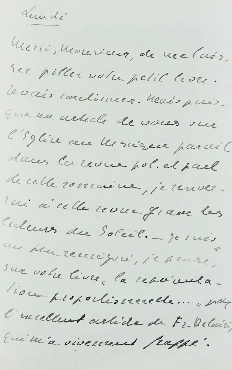 THARAUD (Jean) - Trois lettres de l'écrivain Jean Tharaud, manuscrites, vers 1920.-photo-4