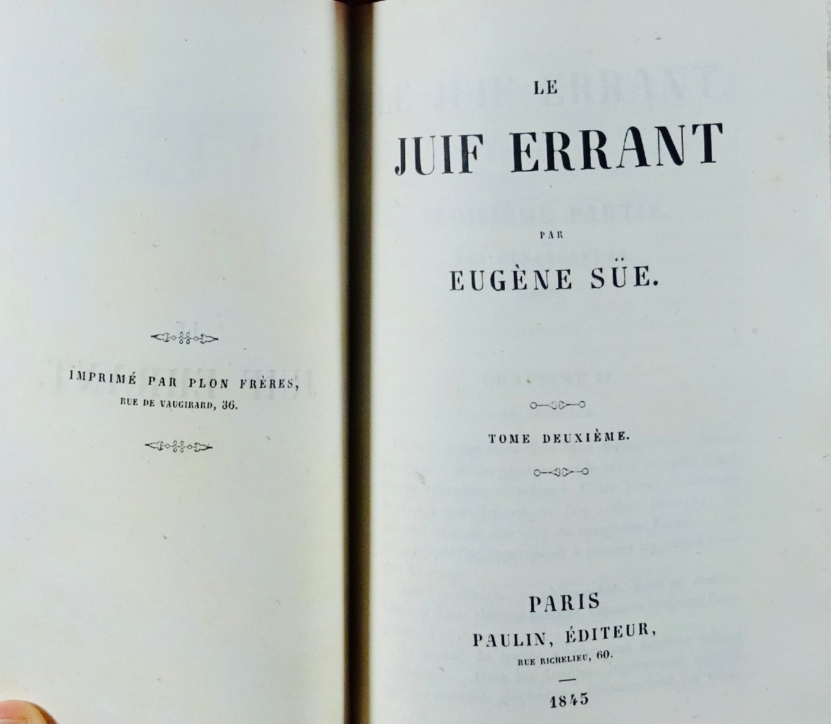 SUE (Eugène) - Le juif errant. Paris, Paulin, éditeur, 1845. Bien relié.-photo-3
