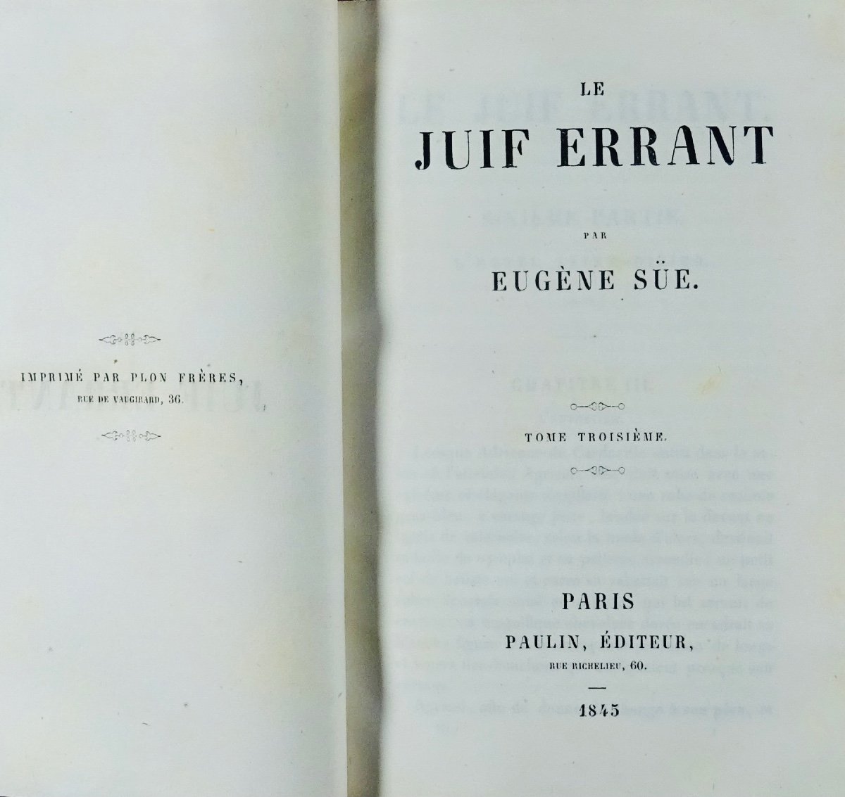 SUE (Eugène) - Le juif errant. Paris, Paulin, éditeur, 1845. Bien relié.-photo-4