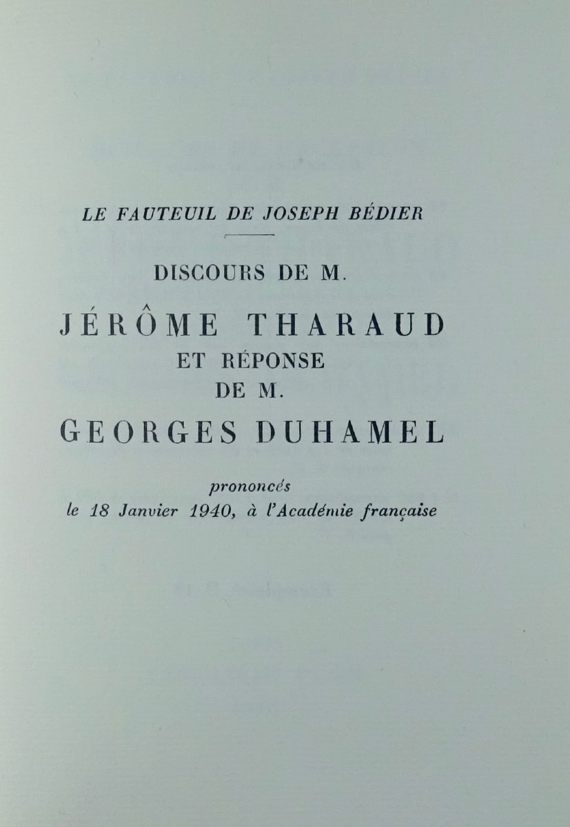 THARAUD et DUHAMEL - Discours de réception de M. Jérôme Tharaud à l'Académie Française. 1940.-photo-2