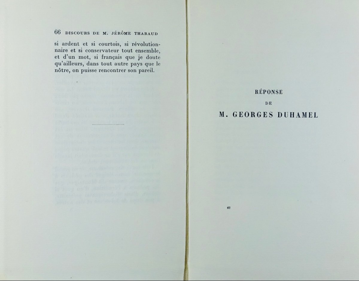 THARAUD et DUHAMEL - Discours de réception de M. Jérôme Tharaud à l'Académie Française. 1940.-photo-3