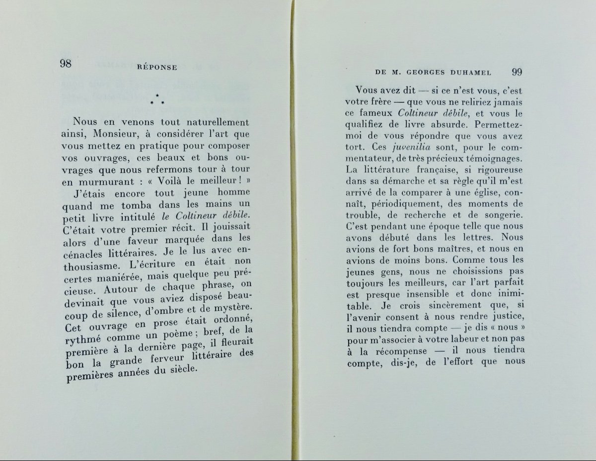 THARAUD et DUHAMEL - Discours de réception de M. Jérôme Tharaud à l'Académie Française. 1940.-photo-5