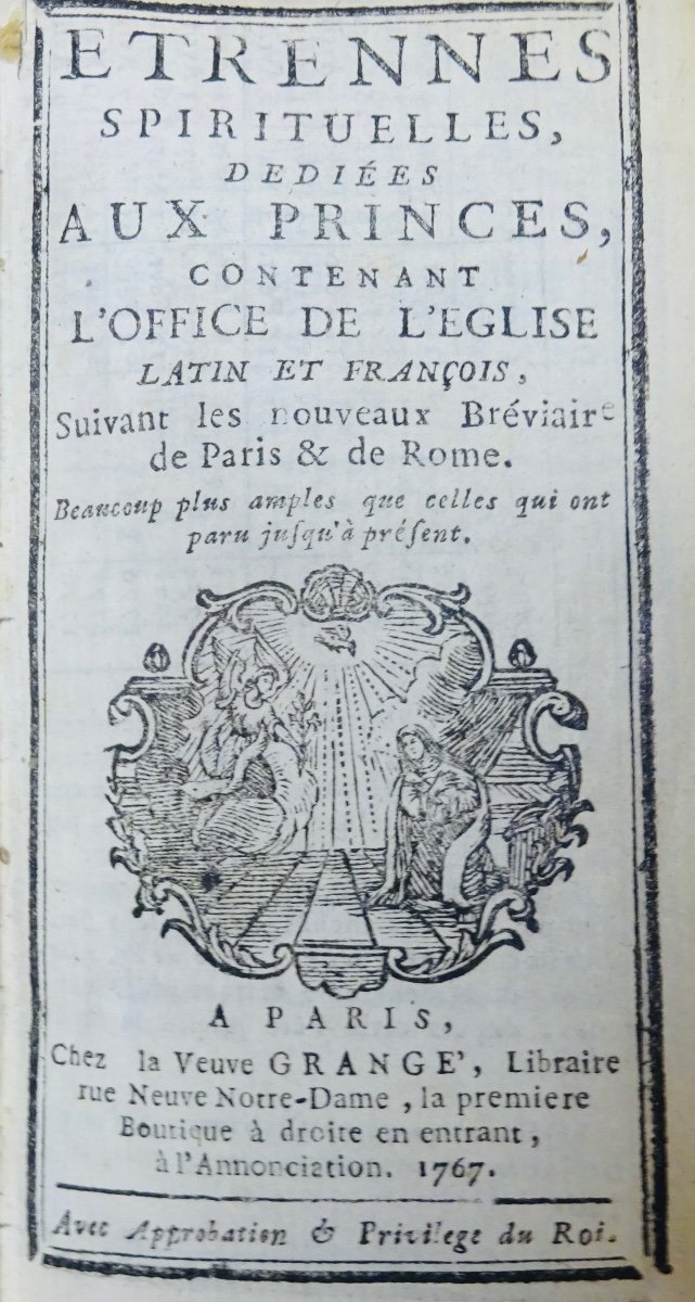 Étrennes Spirituelles, Dédiées Aux Princes, 1767, Reliure Plein Maroquin Olive d'époque.-photo-3