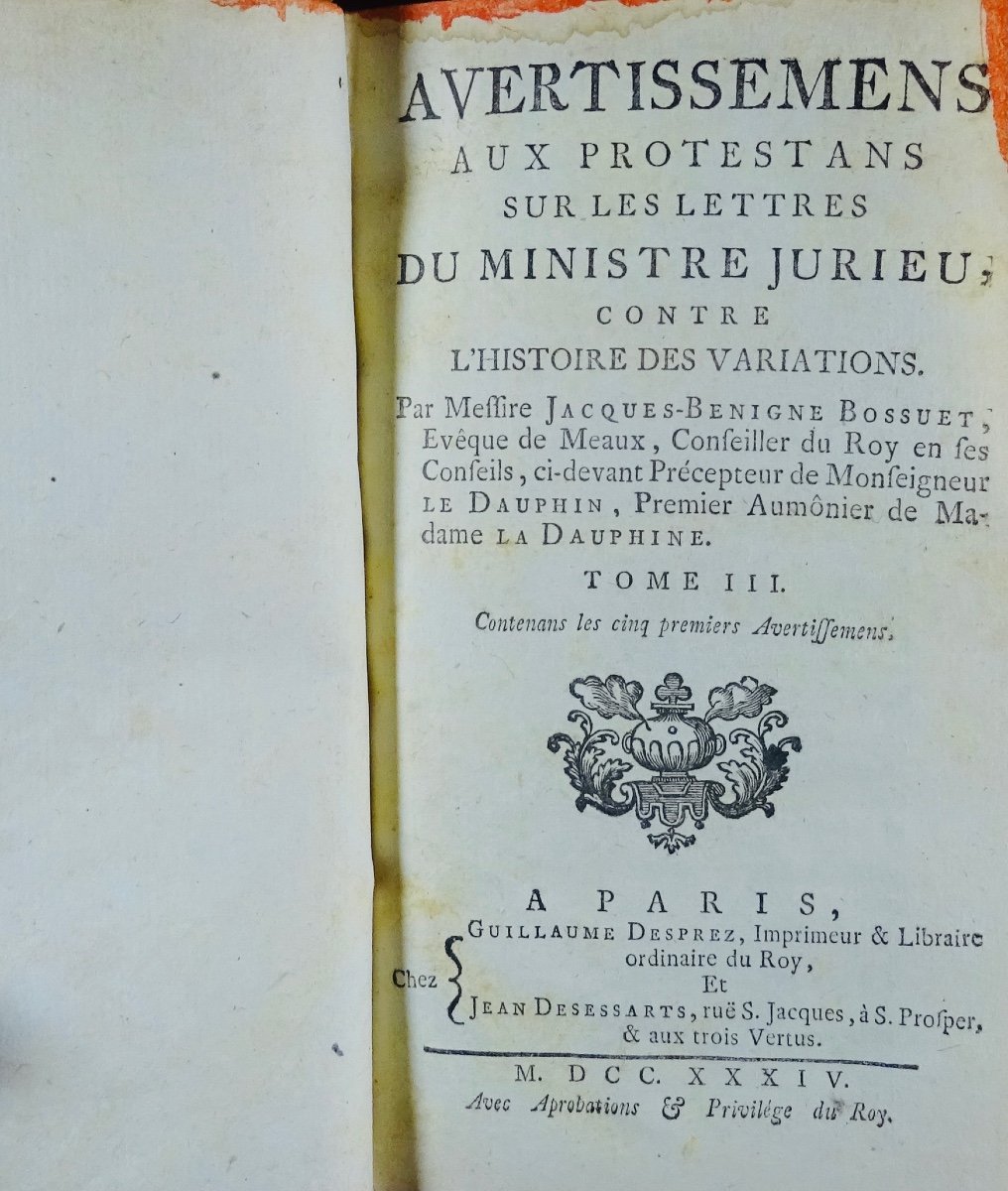 BOSSUET (Jacques-Bénigne) - Histoire des variations des églises protestantes. 1734.-photo-4