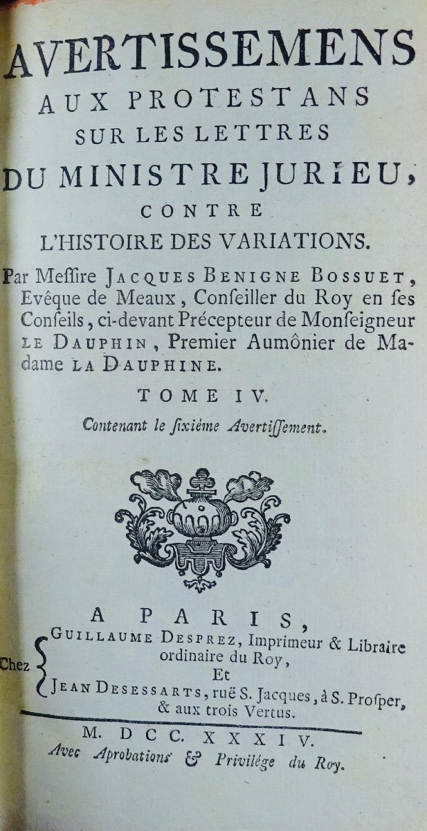Bossuet (jacques-bénigne) - History Of The Variations Of The Protestant Churches. 1734.-photo-5