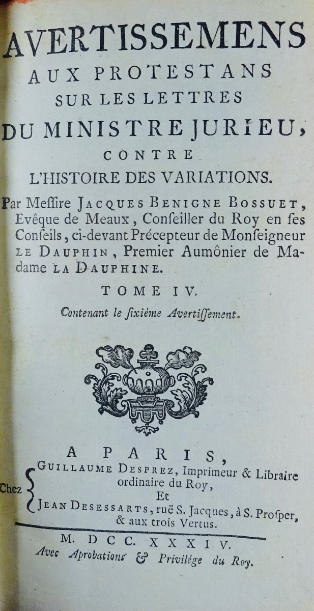 BOSSUET (Jacques-Bénigne) - Histoire des variations des églises protestantes. 1734.-photo-5