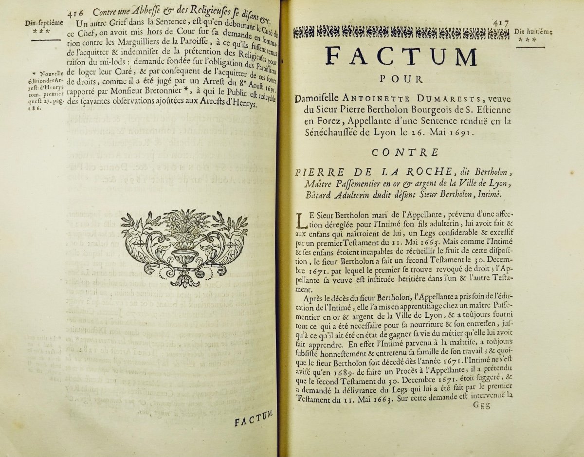 GILLET - Plaidoyers et autres oeuvres de François-Pierre Gillet avocat. 1718. -photo-3