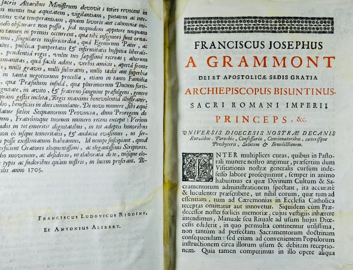 Grammont - Rituale Bisuntinae Dioecesis. Religious Book Printed In Besançon In 1705.-photo-2