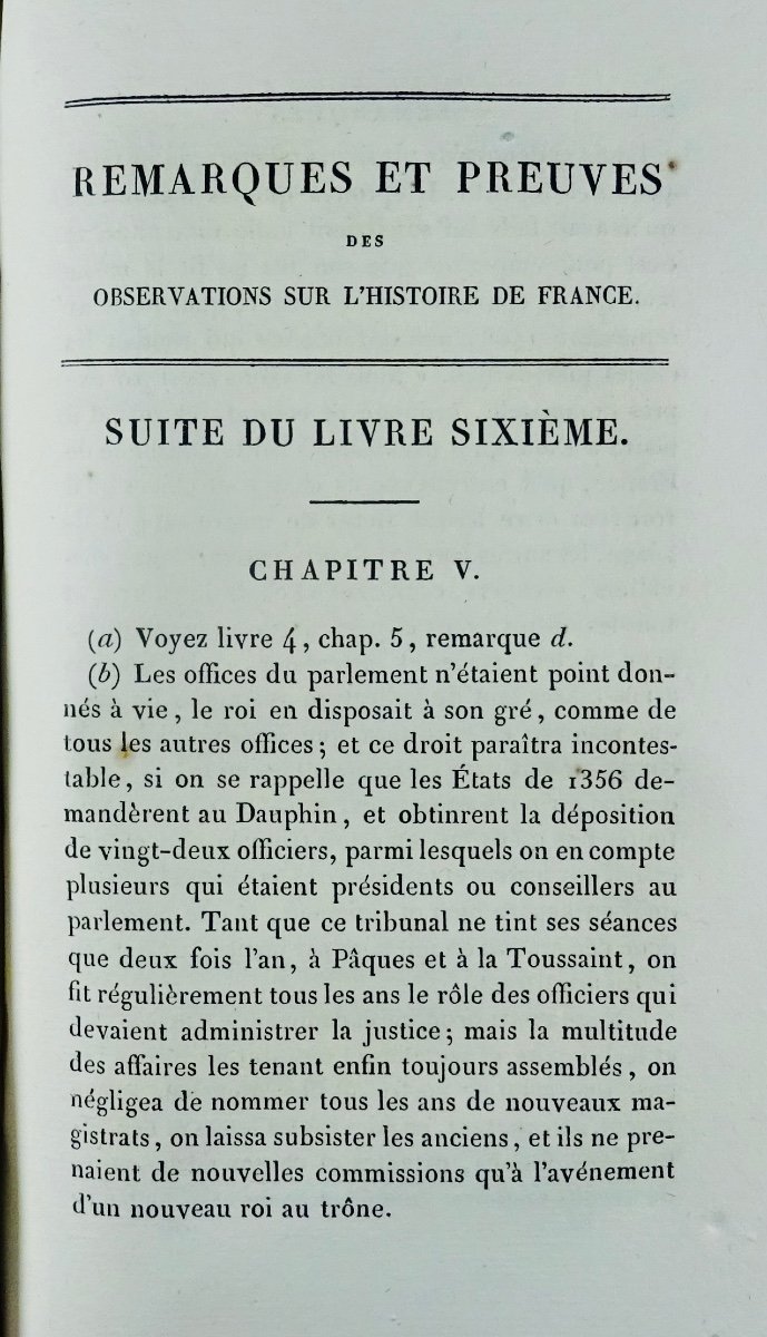 Mably (m. l'Abbé De) - Observations On The History Of France. Chez Brière, 1823.-photo-4