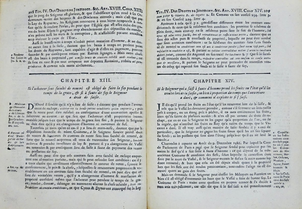 MAICHIN - Commentaires sur la coûtume de St Jean d'Angely. 1708, reliure d'époque.-photo-4