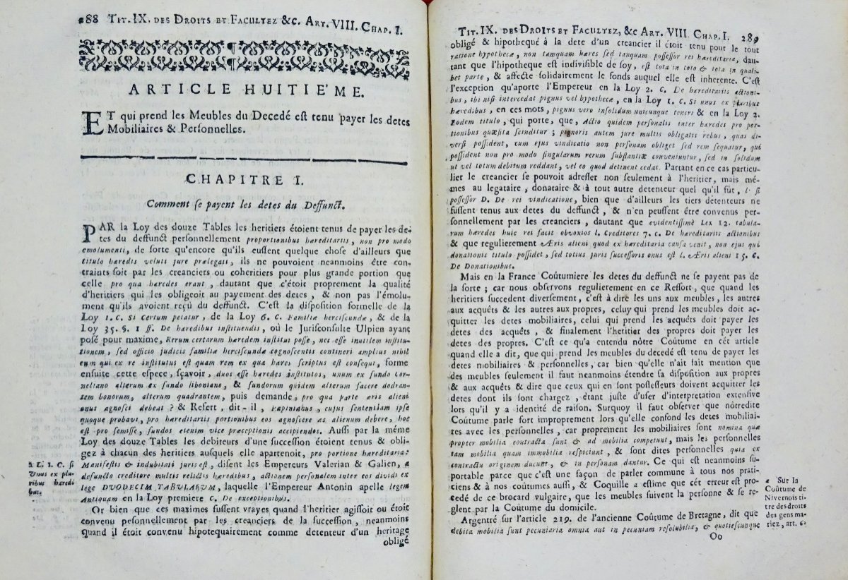 MAICHIN - Commentaires sur la coûtume de St Jean d'Angely. 1708, reliure d'époque.-photo-7