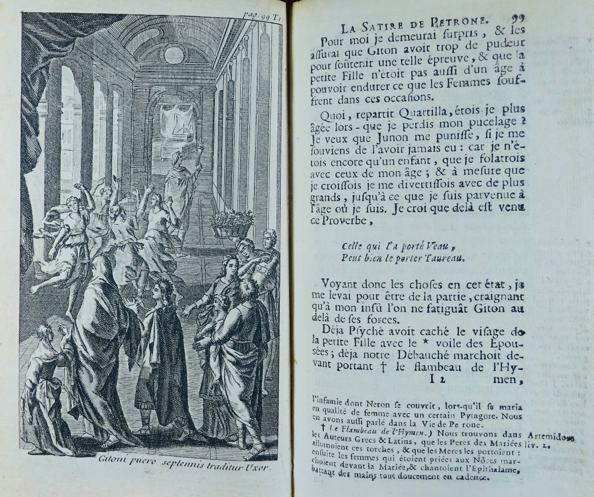 PÉTRONE - Pétrone latin et François suivant le manuscrit trouvé à Belgrade en 1688. 1713.-photo-5