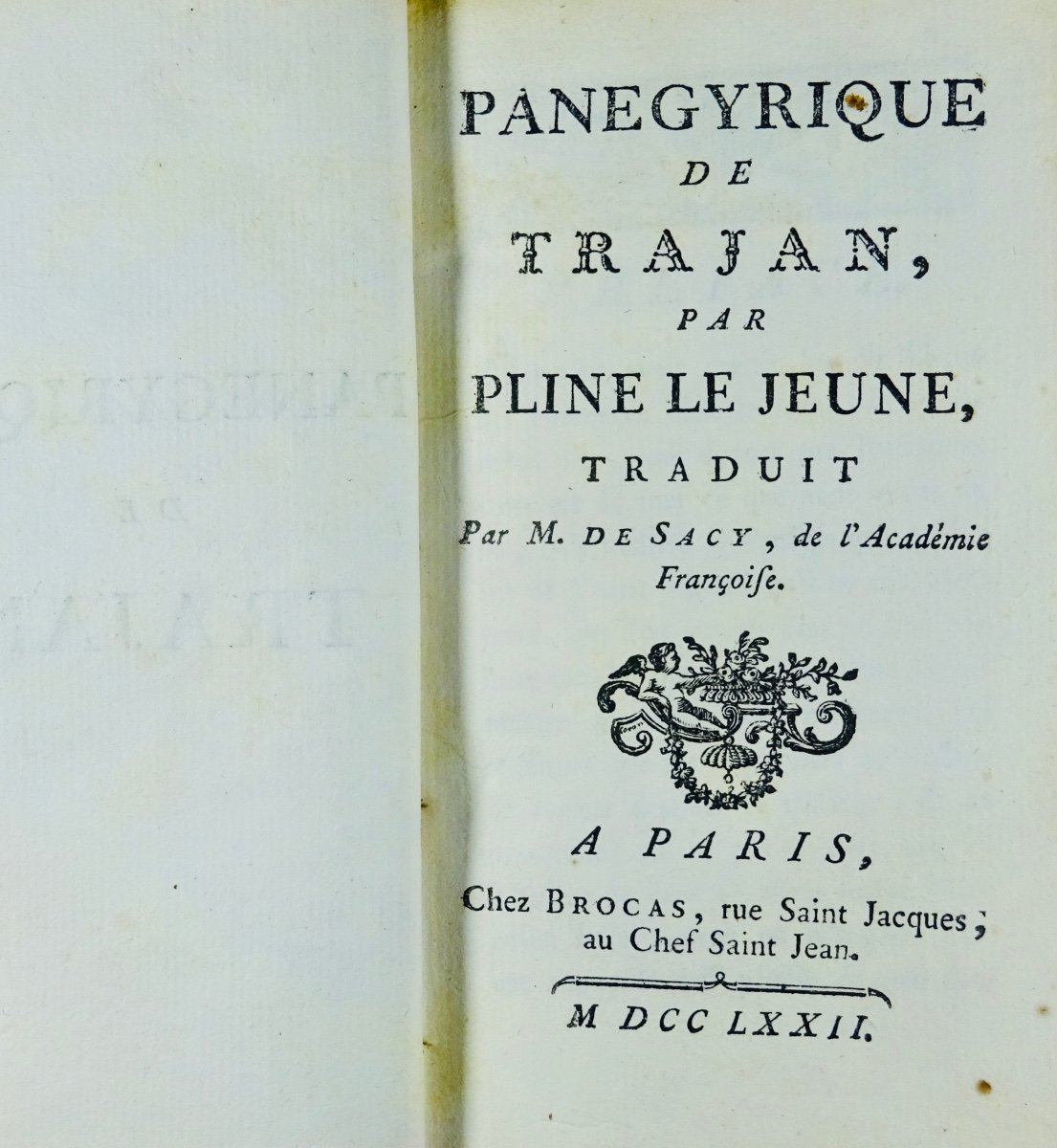 Pliny The Younger - Panegyric Of Trajan. Paris, Chez Brocas, 1772. Contemporary Binding.-photo-4
