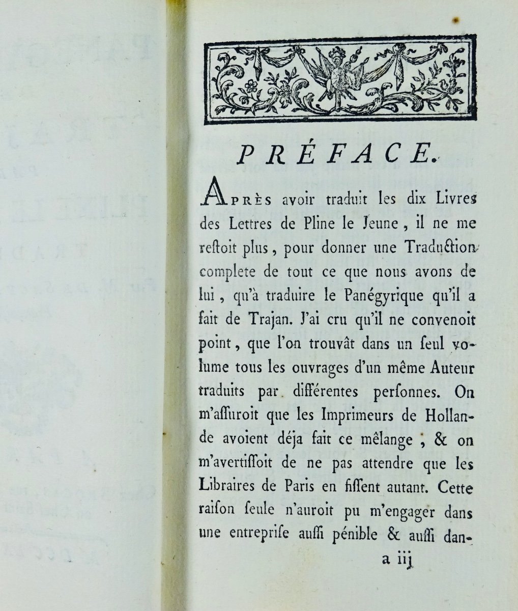 Pliny The Younger - Panegyric Of Trajan. Paris, Chez Brocas, 1772. Contemporary Binding.-photo-2