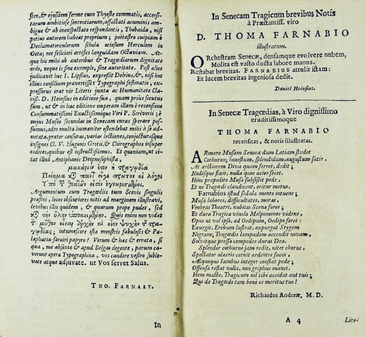 SENEQUE - Tragoediae cum notis Th. Farnabii. Amsterdami, Johannem Blaeu, 1656. Reliure d'époque-photo-2