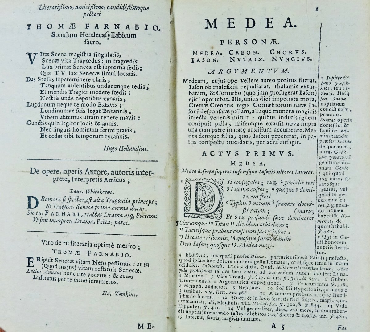 SENEQUE - Tragoediae cum notis Th. Farnabii. Amsterdami, Johannem Blaeu, 1656. Reliure d'époque-photo-3