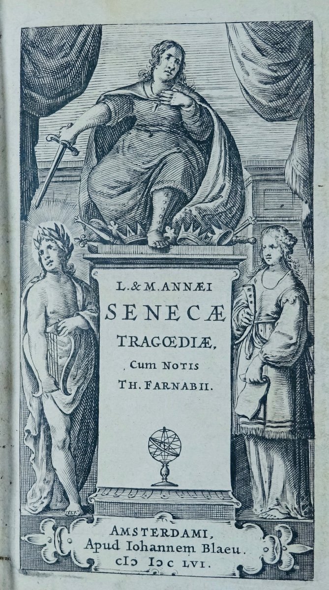 SENEQUE - Tragoediae cum notis Th. Farnabii. Amsterdami, Johannem Blaeu, 1656. Reliure d'époque