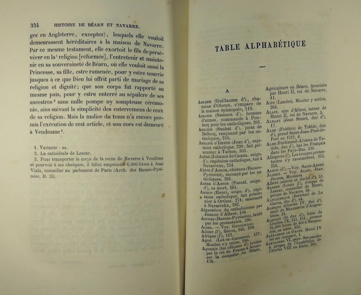 BORDENAVE (Nicolas de) - Histoire de Béarn et Navarre. 1873 et en reliure d'époque.-photo-5